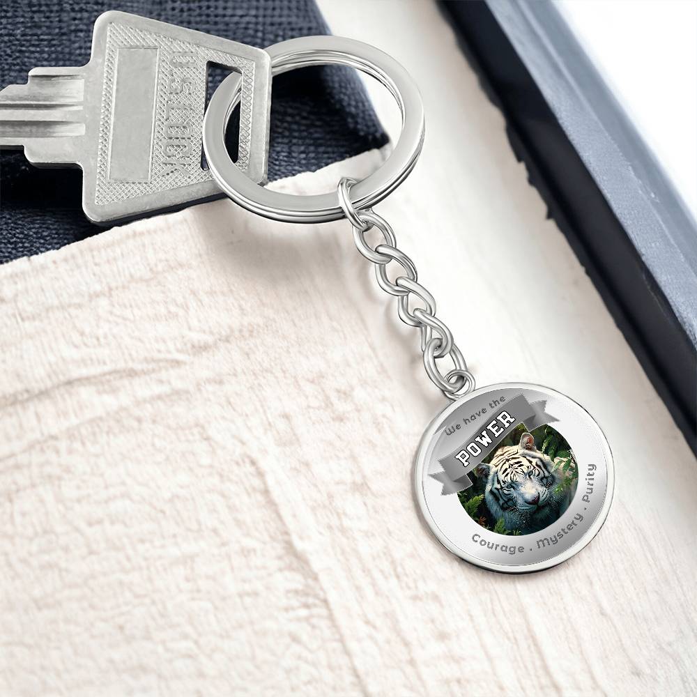 White Tiger Power Animal Affirmation Keychain - More Than CharmsMore Than Charms