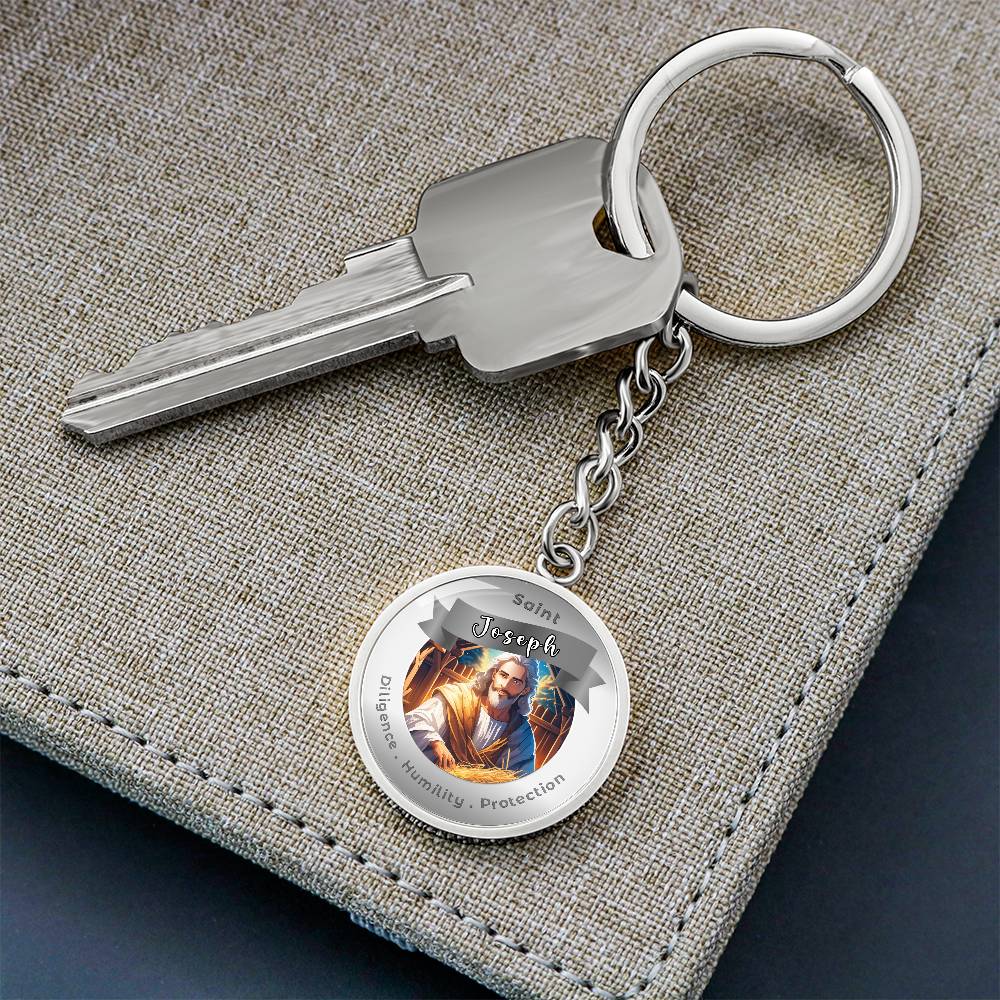 Saint Joseph - Affirmation Keychain For Diligence Humility Protection- More Than CharmsMore Than Charms