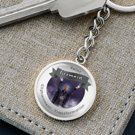 Saint Germain - Charm Keychain For Enlightenment & Transformation - This Luxury Charm Keychain is more than just a keyring — it’s an empowering expression of your dreams, intentions, and personal energy.Featuring an original design with meaningful affirma
