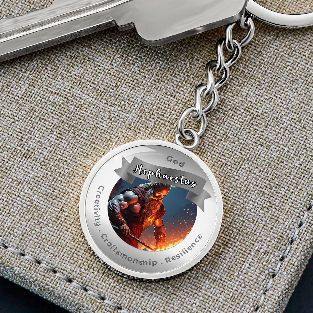 God Hephaestus - Affirmation Keychain For Creativity Craftsmanship Resilience - More Than CharmsMore Than Charms