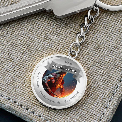 God Hephaestus - Affirmation Keychain For Creativity Craftsmanship Resilience - More Than CharmsMore Than Charms
