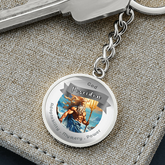 Poseidon - Charm Keychain For Adaptability Mystery Power - This Luxury Charm Keychain is more than just a keyring — it’s an empowering expression of your dreams, intentions, and personal energy.Featuring an original design with meaningful affirmations, sy
