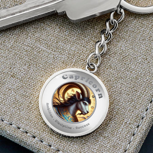 Capricorn - Charm Keychain - This Luxury Charm Keychain is more than just a keyring — it’s an empowering expression of your dreams, intentions, and personal energy.Featuring an original design with meaningful affirmations, symbols, or imagery, each charm
