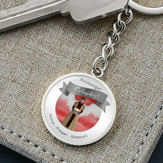 Archangel Selaphiel - Affirmation Keychain For Focus, Prayer & Support - More Than CharmsMore Than Charms