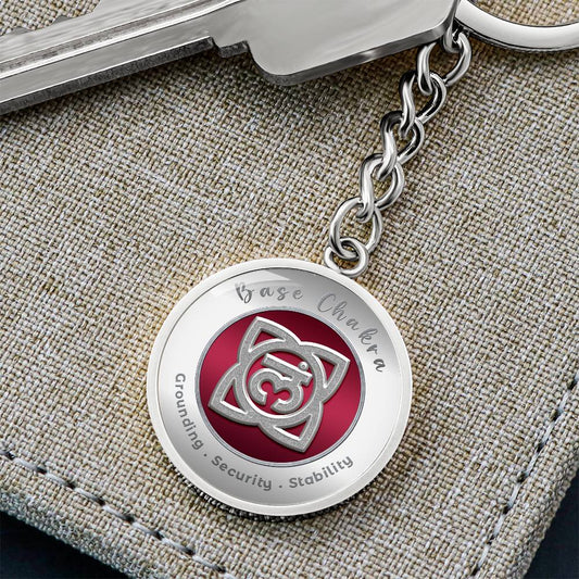Base Chakra - Stability Grounding Security - Charm Keychain - This Luxury Charm Keychain is more than just a keyring — it’s an empowering expression of your dreams, intentions, and personal energy.Featuring an original design with meaningful affirmations,