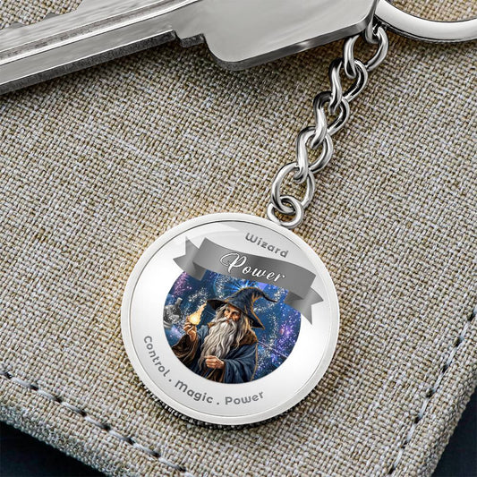 Wizard - RPG Fantasy Charm Keychain - This Luxury Charm Keychain is more than just a keyring — it’s an empowering expression of your dreams, intentions, and personal energy.Featuring an original design with meaningful affirmations, symbols, or imagery, ea