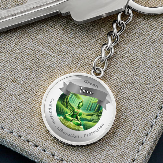 Green Tara - Charm Keychain Compassion Liberation Protection - This Luxury Charm Keychain is more than just a keyring — it’s an empowering expression of your dreams, intentions, and personal energy.Featuring an original design with meaningful affirmations