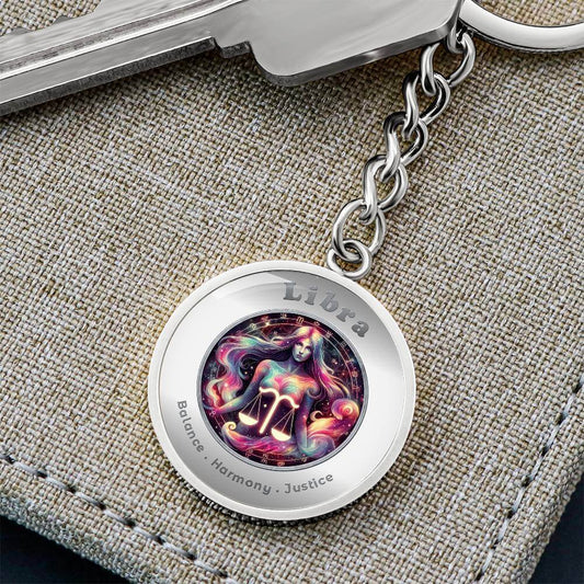 Libra - Charm Keychain - This Luxury Charm Keychain is more than just a keyring — it’s an empowering expression of your dreams, intentions, and personal energy.Featuring an original design with meaningful affirmations, symbols, or imagery, each charm is t