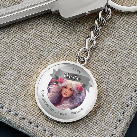 Lady Nada - Charm Keychain For Compassion, Love & Peace - This Luxury Charm Keychain is more than just a keyring — it’s an empowering expression of your dreams, intentions, and personal energy.Featuring an original design with meaningful affirmations, sym