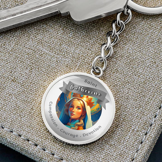 Saint Catherine - Charm Keychain - This Luxury Charm Keychain is more than just a keyring — it’s an empowering expression of your dreams, intentions, and personal energy.Featuring an original design with meaningful affirmations, symbols, or imagery, each