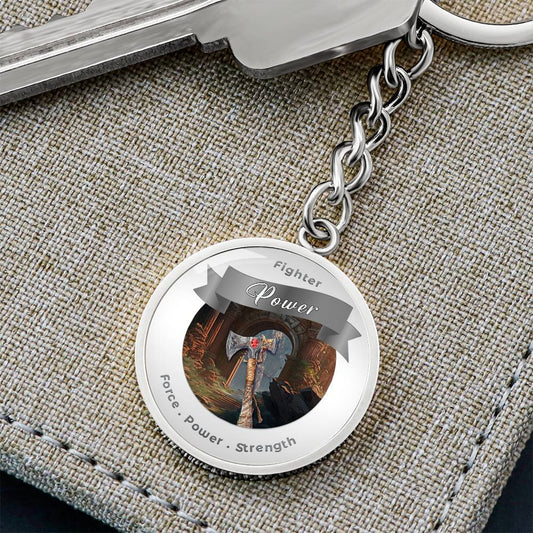 Fighter 2 - RPG Fantasy Charm Keychain - This Luxury Charm Keychain is more than just a keyring — it’s an empowering expression of your dreams, intentions, and personal energy.Featuring an original design with meaningful affirmations, symbols, or imagery,