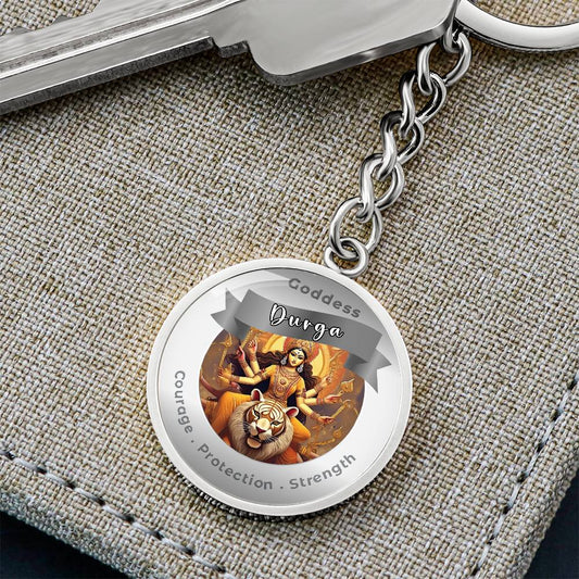 Goddess Durga - Charm Keychain For Courage Protection Strength - This Luxury Charm Keychain is more than just a keyring — it’s an empowering expression of your dreams, intentions, and personal energy.Featuring an original design with meaningful affirmatio
