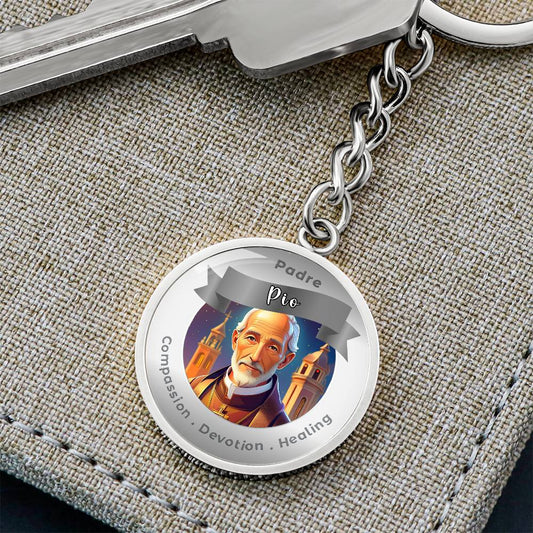 Padre Pio - Charm Keychain - This Luxury Charm Keychain is more than just a keyring — it’s an empowering expression of your dreams, intentions, and personal energy.Featuring an original design with meaningful affirmations, symbols, or imagery, each charm