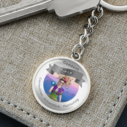 Goddess Gaia - Charm Keychain For Connection Grounding Nurturing - This Luxury Charm Keychain is more than just a keyring — it’s an empowering expression of your dreams, intentions, and personal energy.Featuring an original design with meaningful affirmat