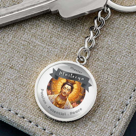 Maitreya - Charm Keychain For Enlightenment, Liberation & Peace - This Luxury Charm Keychain is more than just a keyring — it’s an empowering expression of your dreams, intentions, and personal energy.Featuring an original design with meaningful affirmati