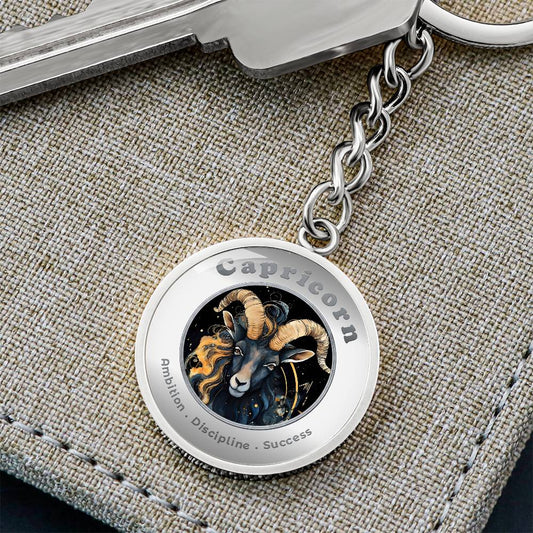 Capricorn - Charm Keychain - This Luxury Charm Keychain is more than just a keyring — it’s an empowering expression of your dreams, intentions, and personal energy.Featuring an original design with meaningful affirmations, symbols, or imagery, each charm
