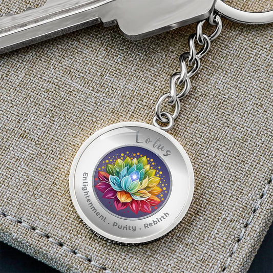 Lotus - Charm Keychain - This Luxury Charm Keychain is more than just a keyring — it’s an empowering expression of your dreams, intentions, and personal energy.Featuring an original design with meaningful affirmations, symbols, or imagery, each charm is t