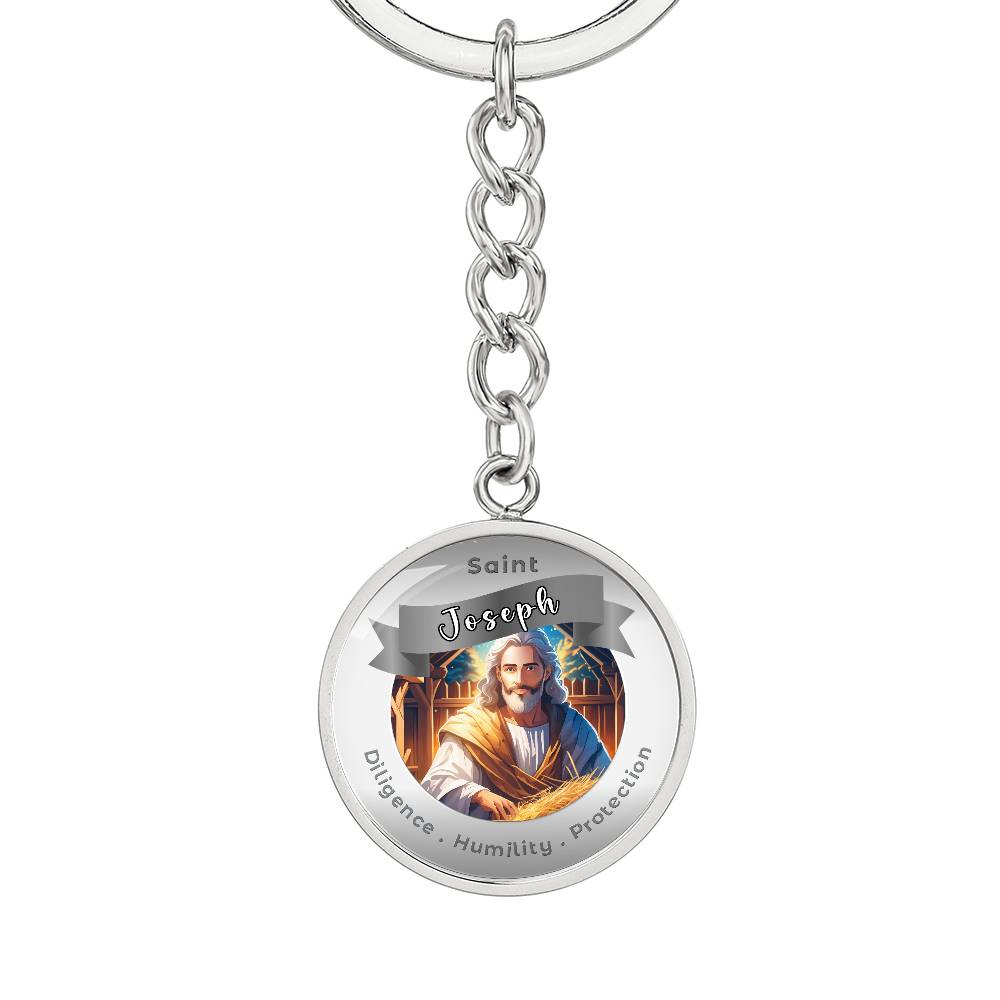 Saint Joseph - Affirmation Keychain For Diligence Humility Protection- More Than CharmsMore Than Charms