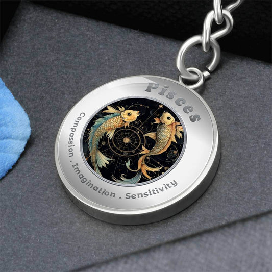 Pisces - Charm Keychain - This Luxury Charm Keychain is more than just a keyring — it’s an empowering expression of your dreams, intentions, and personal energy.Featuring an original design with meaningful affirmations, symbols, or imagery, each charm is