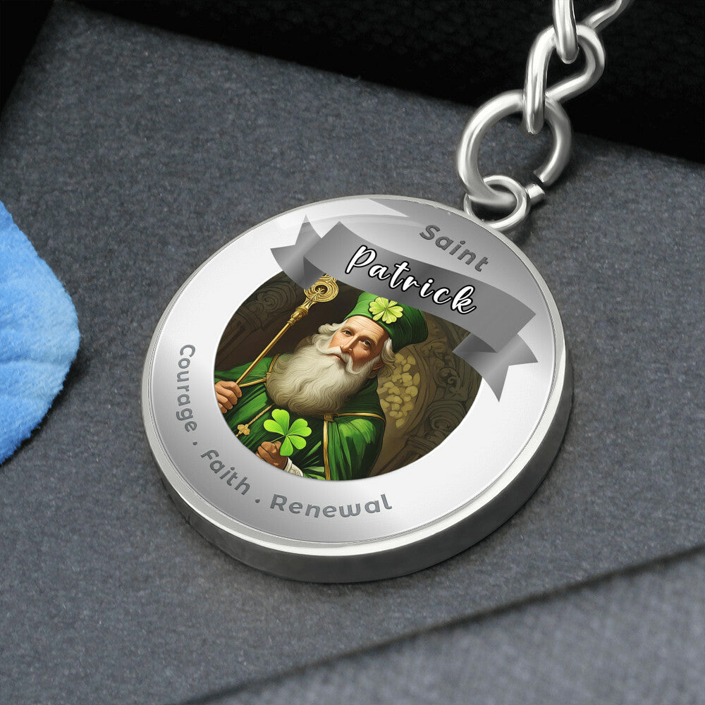 Saint Patrick - Affirmation Keychain For Courage Faith Renewal - More Than CharmsMore Than Charms