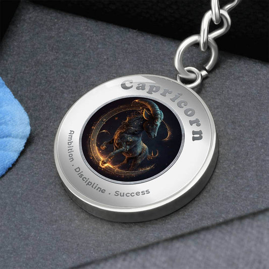 Capricorn - Charm Keychain - This Luxury Charm Keychain is more than just a keyring — it’s an empowering expression of your dreams, intentions, and personal energy.Featuring an original design with meaningful affirmations, symbols, or imagery, each charm