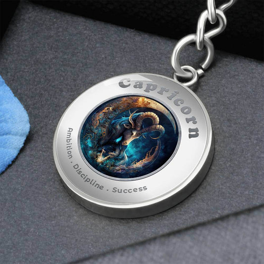 Capricorn - Charm Keychain - This Luxury Charm Keychain is more than just a keyring — it’s an empowering expression of your dreams, intentions, and personal energy.Featuring an original design with meaningful affirmations, symbols, or imagery, each charm