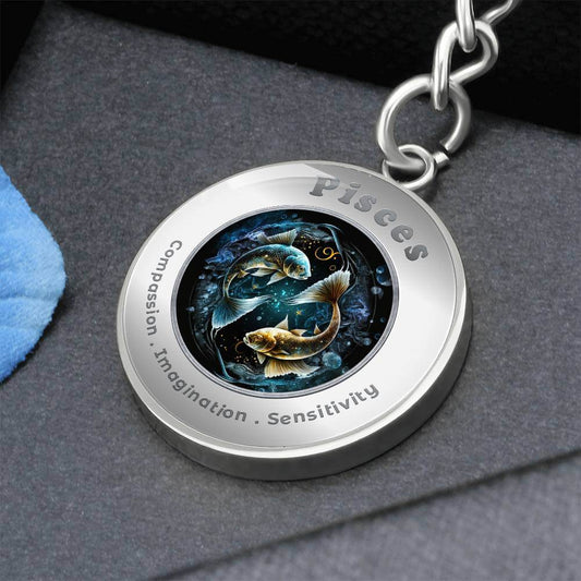 Pisces - Charm Keychain - This Luxury Charm Keychain is more than just a keyring — it’s an empowering expression of your dreams, intentions, and personal energy.Featuring an original design with meaningful affirmations, symbols, or imagery, each charm is