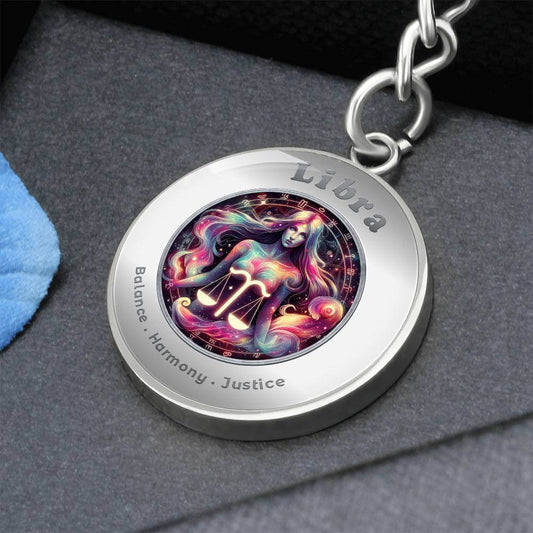Libra - Charm Keychain - This Luxury Charm Keychain is more than just a keyring — it’s an empowering expression of your dreams, intentions, and personal energy.Featuring an original design with meaningful affirmations, symbols, or imagery, each charm is t