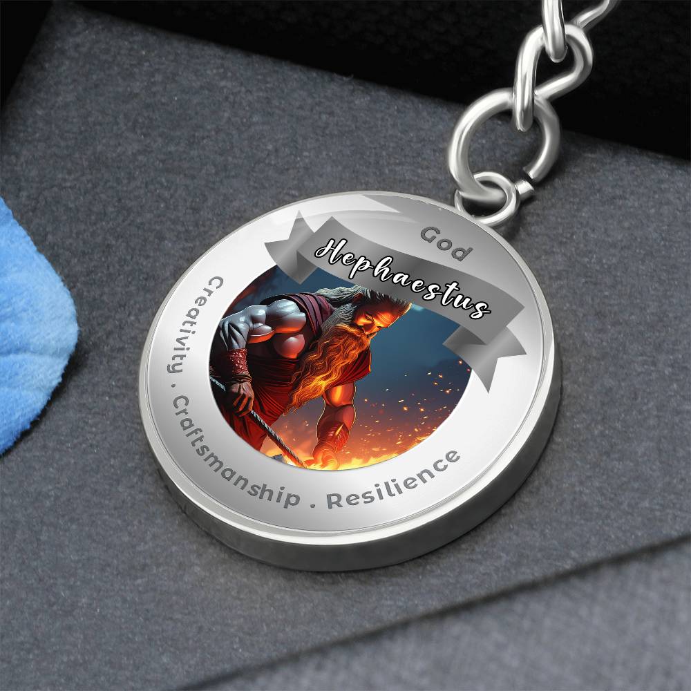God Hephaestus - Affirmation Keychain For Creativity Craftsmanship Resilience - More Than CharmsMore Than Charms
