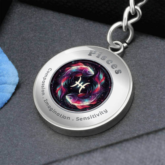 Pisces - Charm Keychain - This Luxury Charm Keychain is more than just a keyring — it’s an empowering expression of your dreams, intentions, and personal energy.Featuring an original design with meaningful affirmations, symbols, or imagery, each charm is