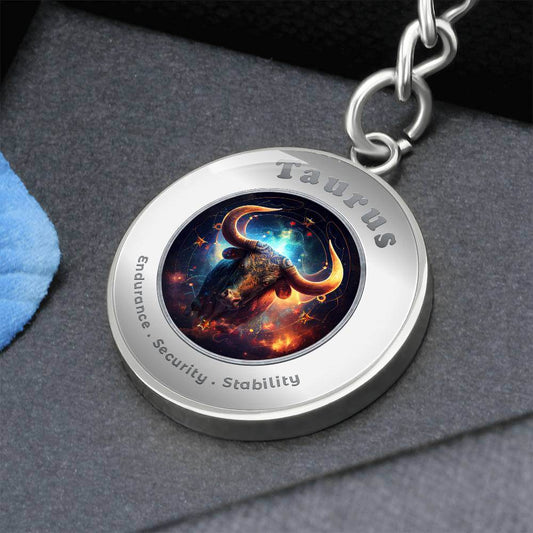 Taurus - Charm Keychain - This Luxury Charm Keychain is more than just a keyring — it’s an empowering expression of your dreams, intentions, and personal energy.Featuring an original design with meaningful affirmations, symbols, or imagery, each charm is