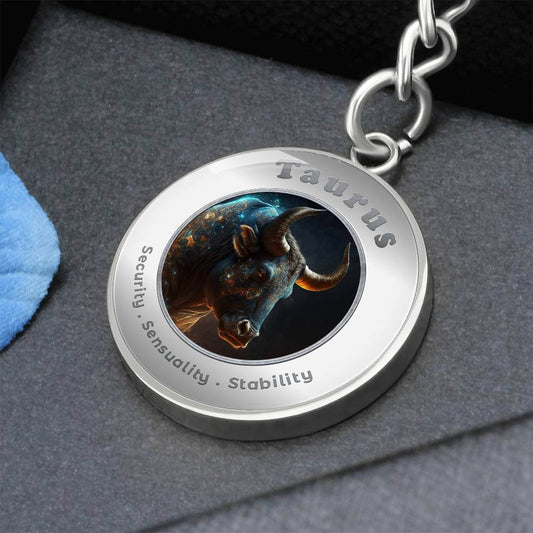 Taurus - Charm Keychain - This Luxury Charm Keychain is more than just a keyring — it’s an empowering expression of your dreams, intentions, and personal energy.Featuring an original design with meaningful affirmations, symbols, or imagery, each charm is