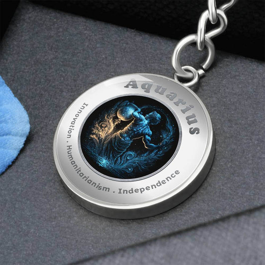 Aquarius - Charm Keychain - This Luxury Charm Keychain is more than just a keyring — it’s an empowering expression of your dreams, intentions, and personal energy.Featuring an original design with meaningful affirmations, symbols, or imagery, each charm i