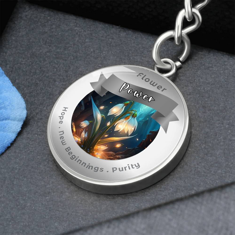 Snowdrop - Affirmation Keychain For Hope New Beginnings Purity - More Than CharmsMore Than Charms