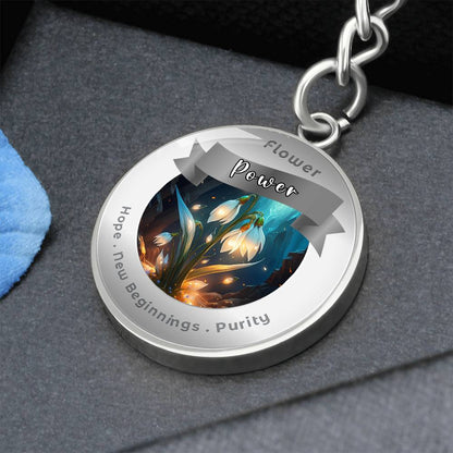 Snowdrop - Affirmation Keychain For Hope New Beginnings Purity - More Than CharmsMore Than Charms