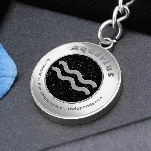 Aquarius - Charm Keychain - This Luxury Charm Keychain is more than just a keyring — it’s an empowering expression of your dreams, intentions, and personal energy.Featuring an original design with meaningful affirmations, symbols, or imagery, each charm i