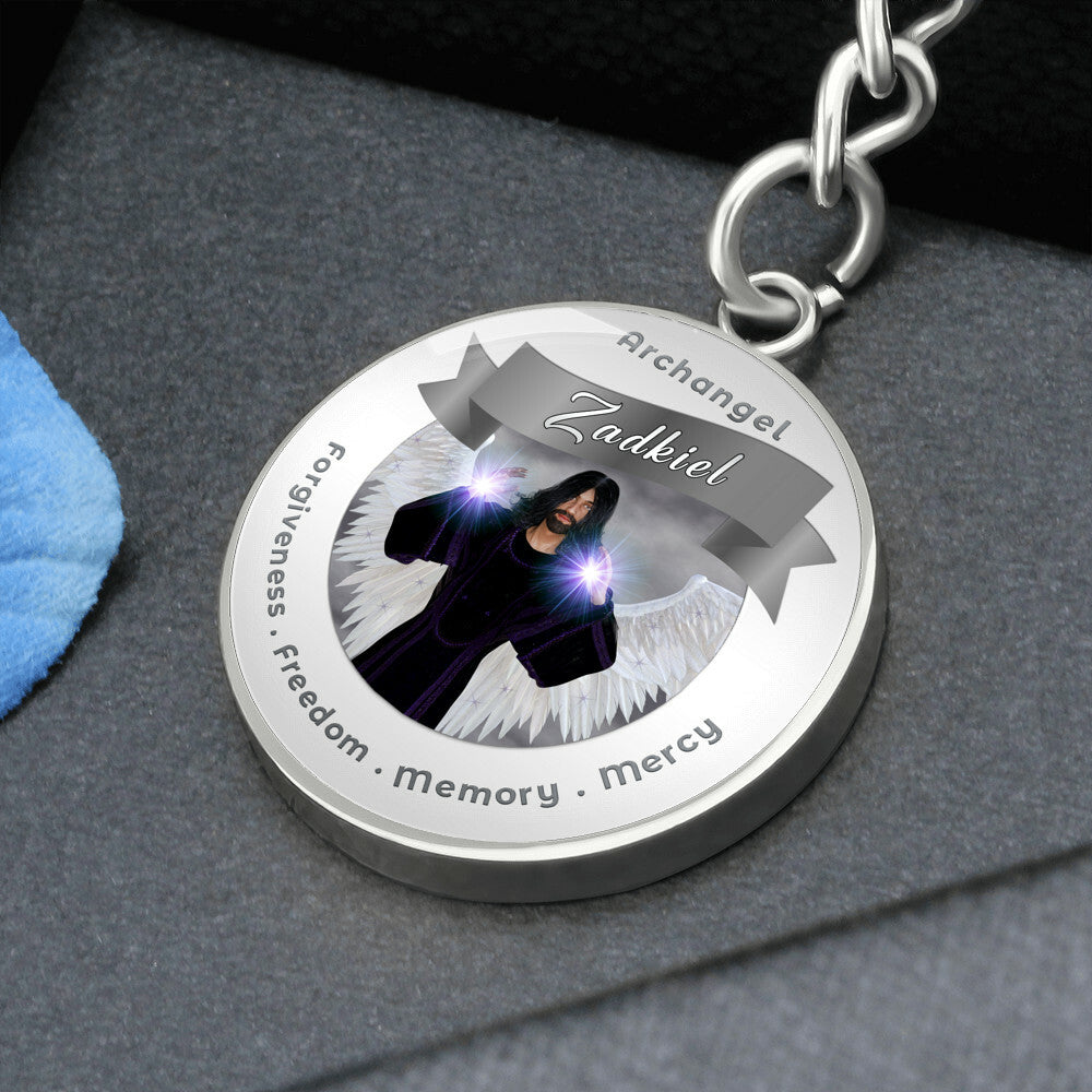 Archangel Zadkiel - Affirmation Keychain For Freedom, Forgiveness, Memory & Mercy - More Than CharmsMore Than Charms