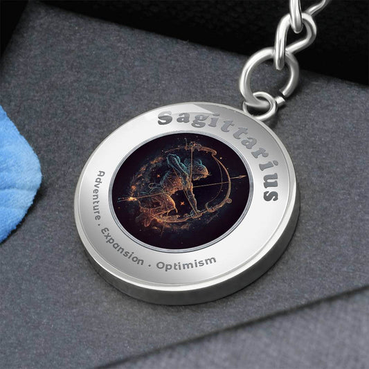 Sagittarius - Charm Keychain - This Luxury Charm Keychain is more than just a keyring — it’s an empowering expression of your dreams, intentions, and personal energy.Featuring an original design with meaningful affirmations, symbols, or imagery, each char