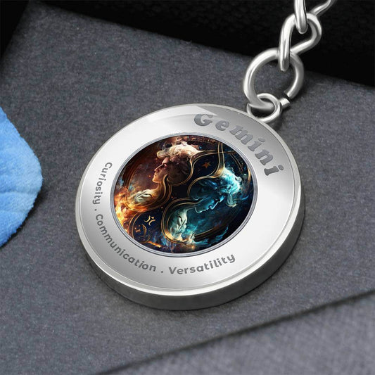 Gemini - Charm Keychain - This Luxury Charm Keychain is more than just a keyring — it’s an empowering expression of your dreams, intentions, and personal energy.Featuring an original design with meaningful affirmations, symbols, or imagery, each charm is