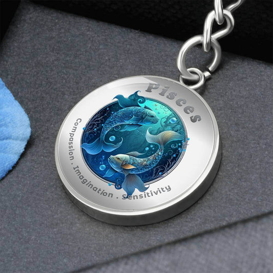 Pisces - Charm Keychain - This Luxury Charm Keychain is more than just a keyring — it’s an empowering expression of your dreams, intentions, and personal energy.Featuring an original design with meaningful affirmations, symbols, or imagery, each charm is