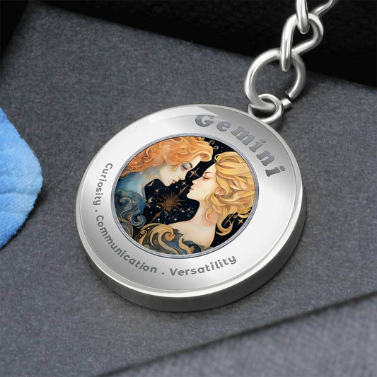 Gemini - Charm Keychain - This Luxury Charm Keychain is more than just a keyring — it’s an empowering expression of your dreams, intentions, and personal energy.Featuring an original design with meaningful affirmations, symbols, or imagery, each charm is