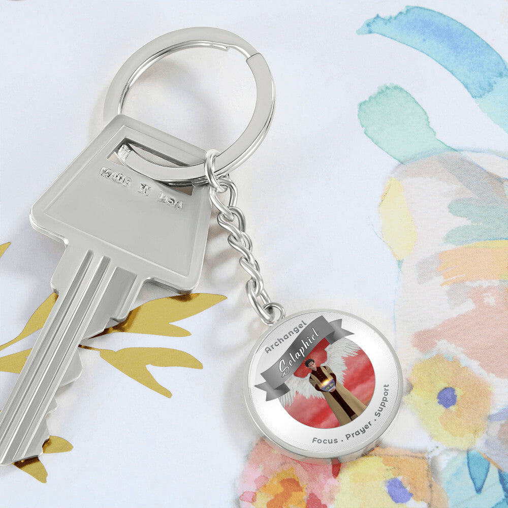Archangel Selaphiel - Affirmation Keychain For Focus, Prayer & Support - More Than CharmsMore Than Charms