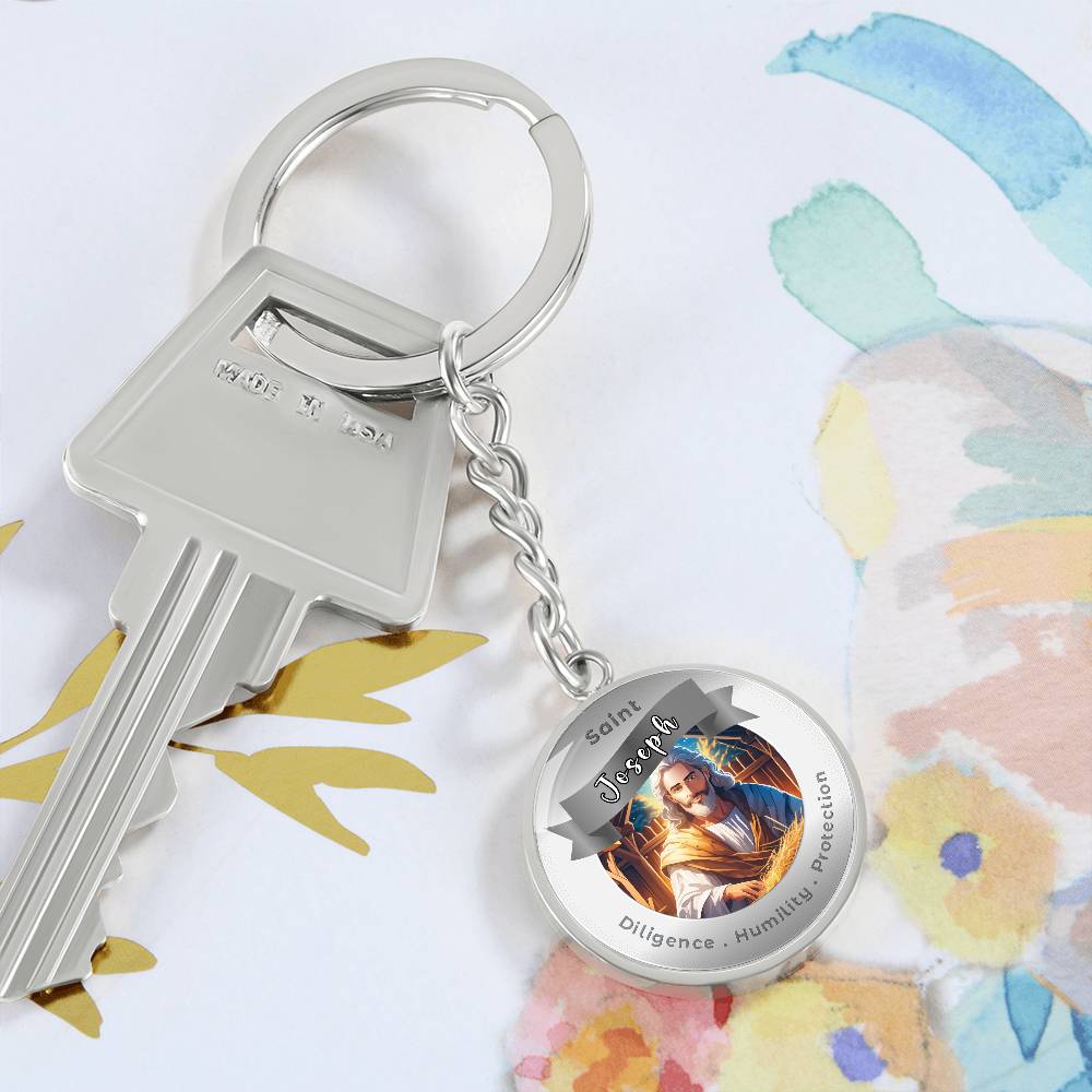 Saint Joseph - Affirmation Keychain For Diligence Humility Protection- More Than CharmsMore Than Charms