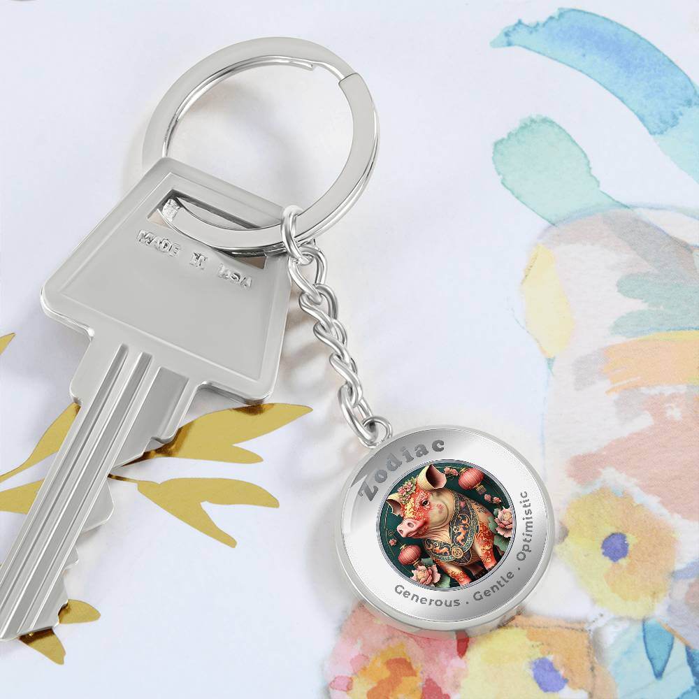 Pig - Chinese Zodiac - Affirmation Keychain - More Than CharmsMore Than Charms