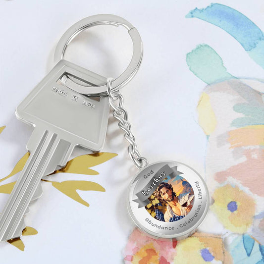 God Bacchus - Affirmation Keychain For Abundance Celebration Liberty - More Than CharmsMore Than Charms