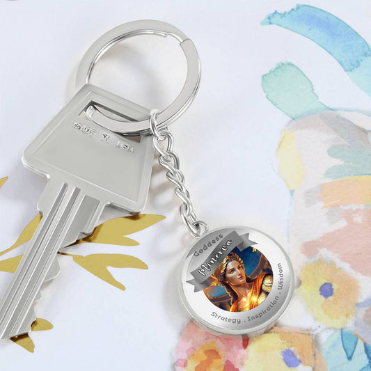 Minerva- Affirmation Keychain For Strategy Inspiration Wisdom - More Than CharmsMore Than Charms