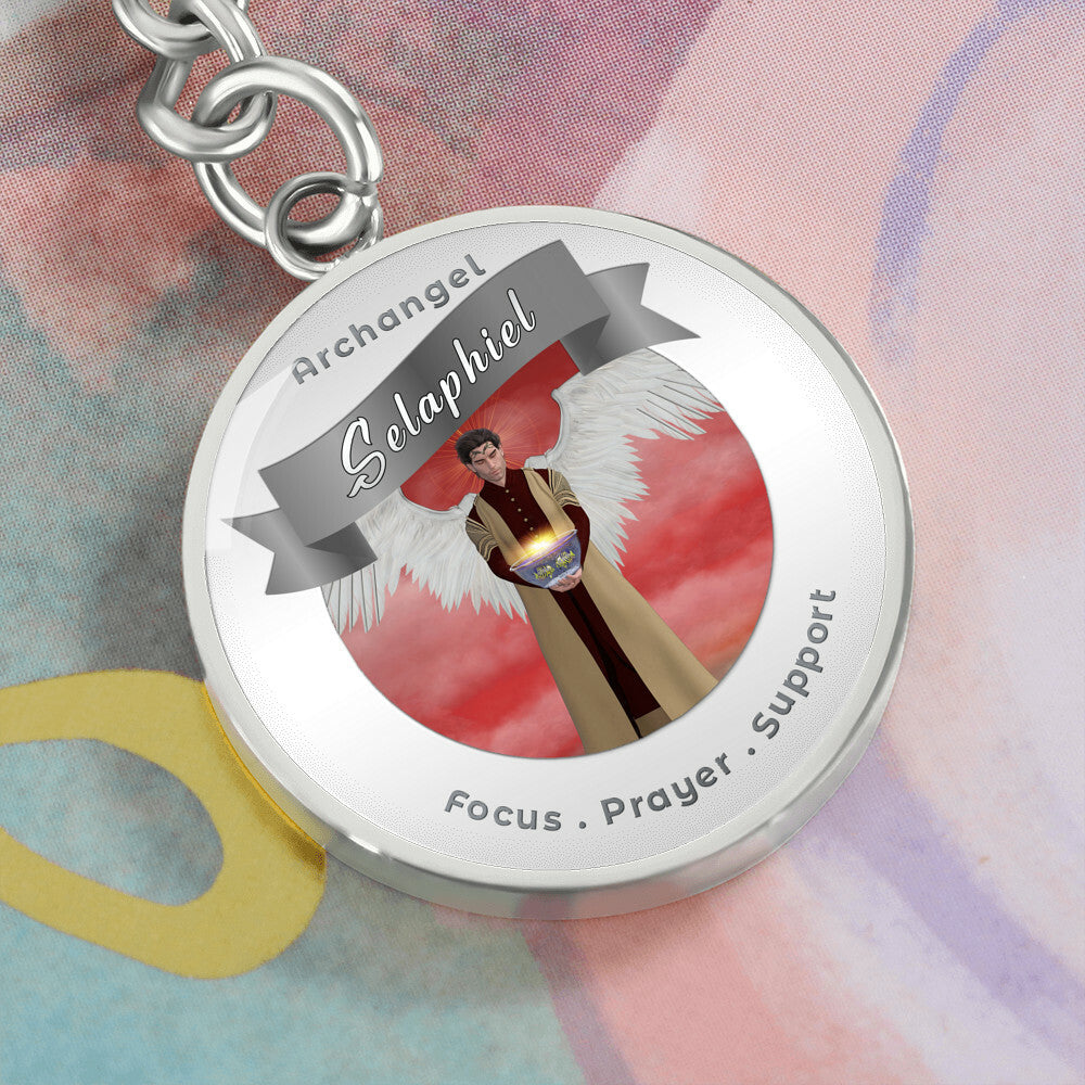 Archangel Selaphiel - Affirmation Keychain For Focus, Prayer & Support - More Than CharmsMore Than Charms
