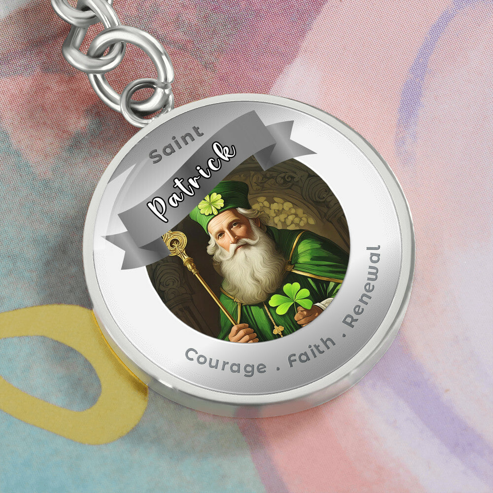 Saint Patrick - Affirmation Keychain For Courage Faith Renewal - More Than CharmsMore Than Charms