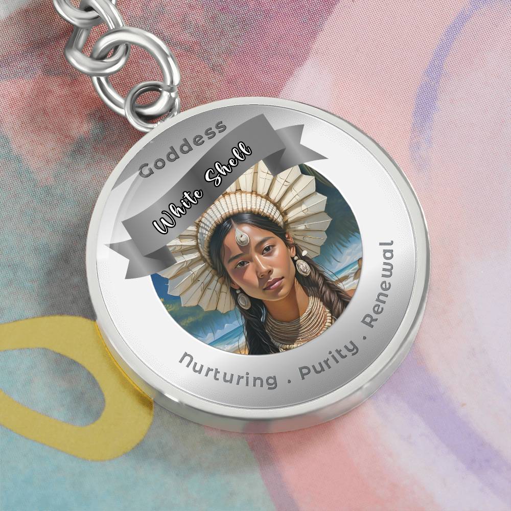 White Shell Woman - Affirmation Keychain For Nurturing Purity Renewal - More Than CharmsMore Than Charms