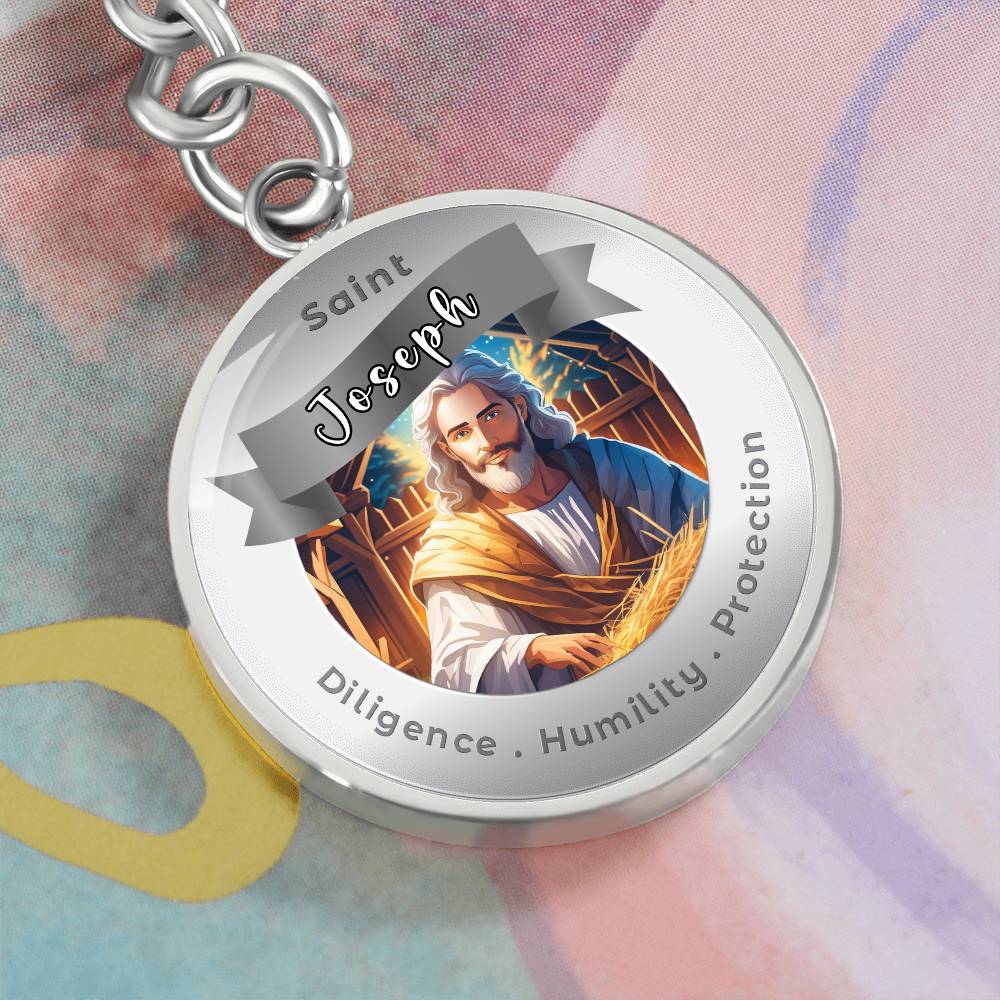 Saint Joseph - Affirmation Keychain For Diligence Humility Protection- More Than CharmsMore Than Charms
